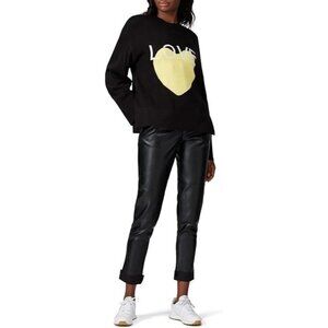 Victor Alfaro Black LOVE Sweater Yellow Heart Graphic Pullover XS
